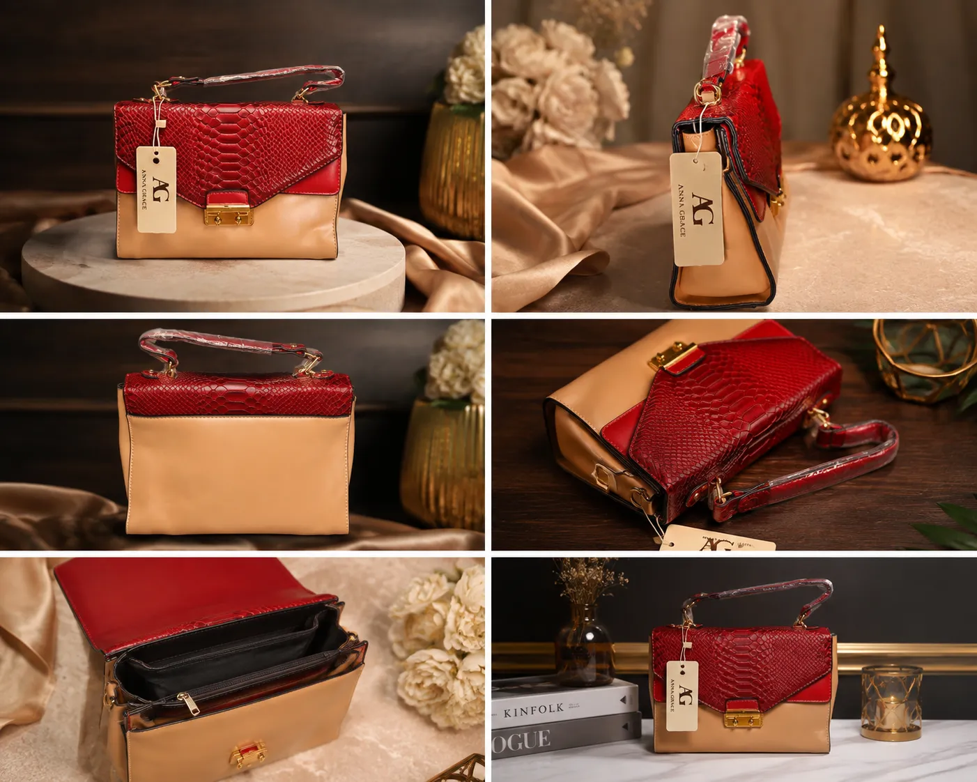 Crimson Croc-Flap Two-Tone Satchel - Image 8