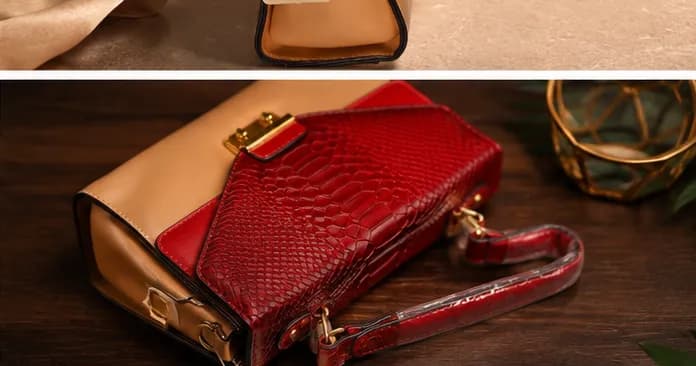 Crimson Croc-Flap Two-Tone Satchel - Image 4