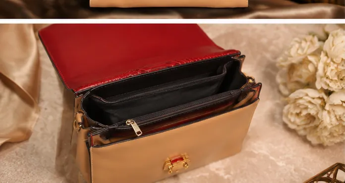 Crimson Croc-Flap Two-Tone Satchel - Image 7