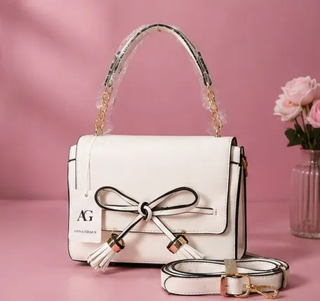 Ivory Bow-Tie Structured Handbag - Image 1