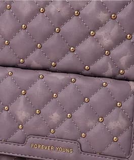 Lavender Studded Quilted Mini Backpack - Image 8