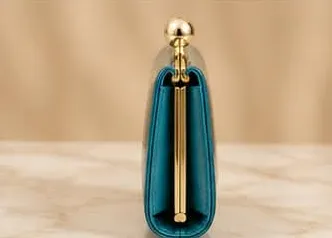 Teal Patent Kiss-Lock Long Wallet - Image 3