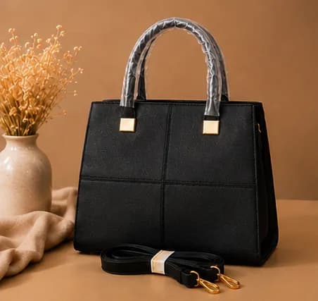 Classic Quadrant Panel Tote — Black - Image 1