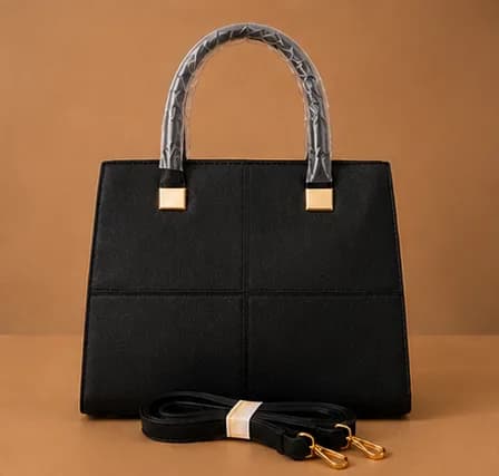 Classic Quadrant Panel Tote — Black - Image 2