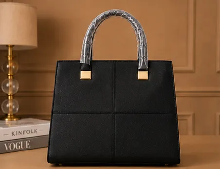 Classic Quadrant Panel Tote — Black - Image 4