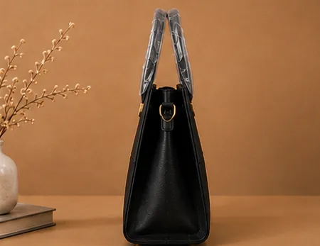 Classic Quadrant Panel Tote — Black - Image 5