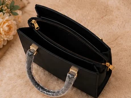 Classic Quadrant Panel Tote — Black - Image 6