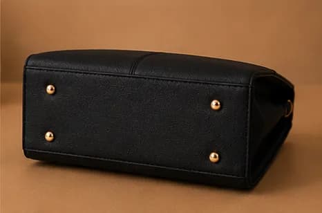 Classic Quadrant Panel Tote — Black - Image 9