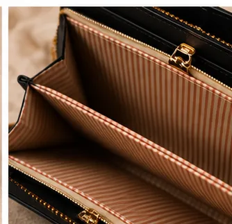 Black Croc-Embossed Zip-Around Wallet - Image 8