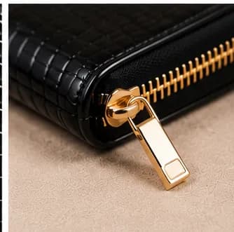 Black Croc-Embossed Zip-Around Wallet - Image 11