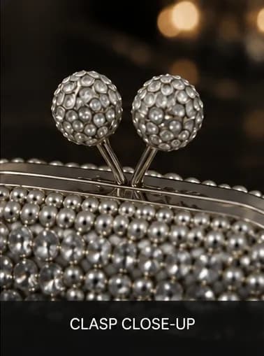 Silver Beaded Kiss-Lock Clutch - Image 6