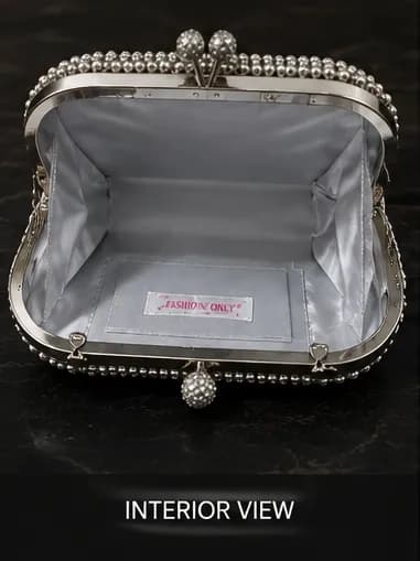 Silver Beaded Kiss-Lock Clutch - Image 7