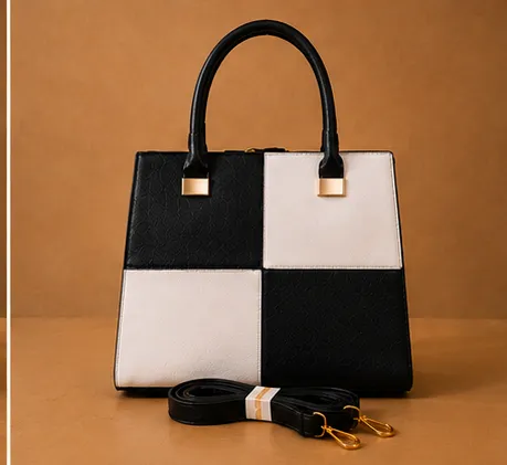 Monochrome Checkerboard Tote - Image 1